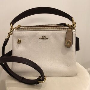 Coach Cream and Brown Crossbody Bag